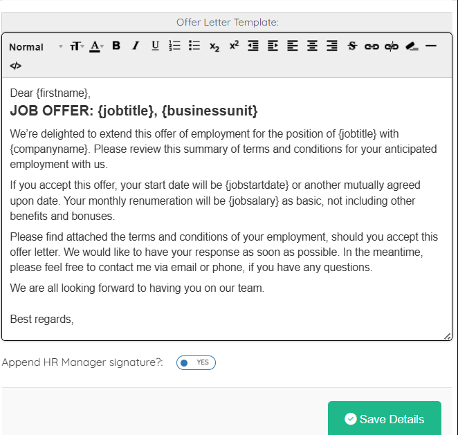 HR Offer Letter